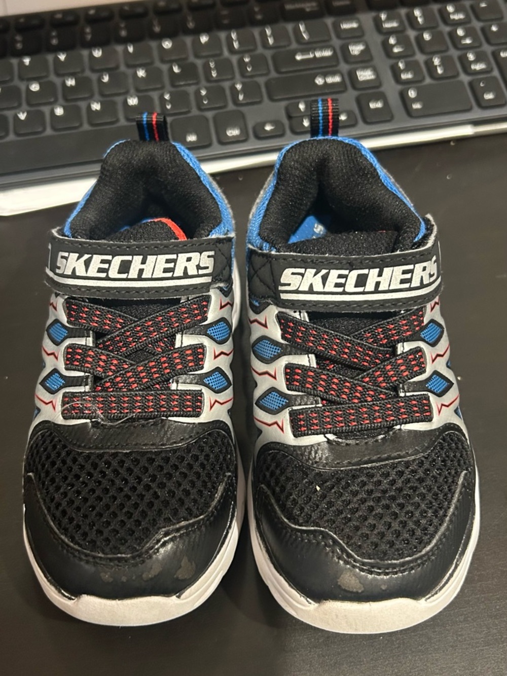 Skechers Black and Blue Kids' Hook-and-Loop Sneakers toddler